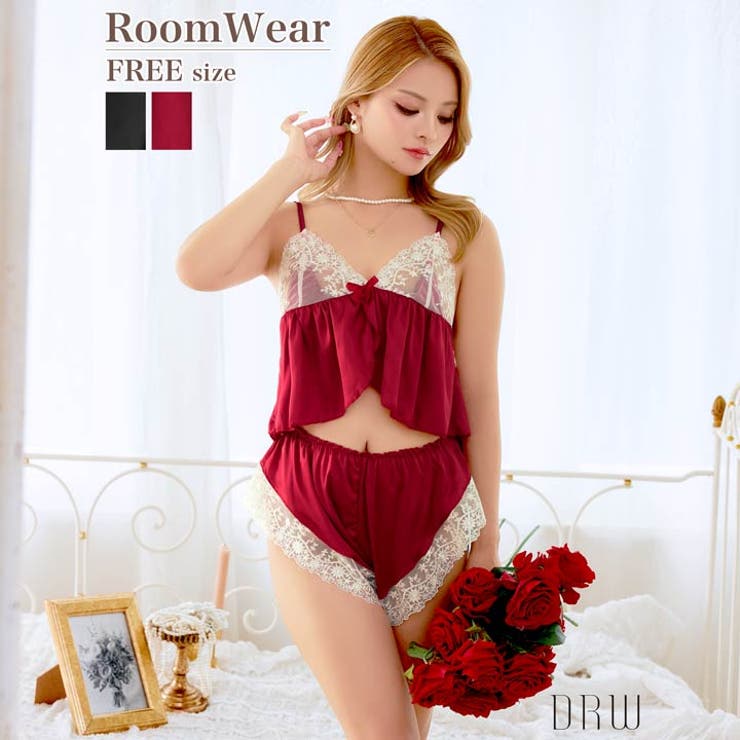 ガーリーシアーフリルレースキャミソール＆タップパンツルームウェア | Dazzy | 詳細画像4 