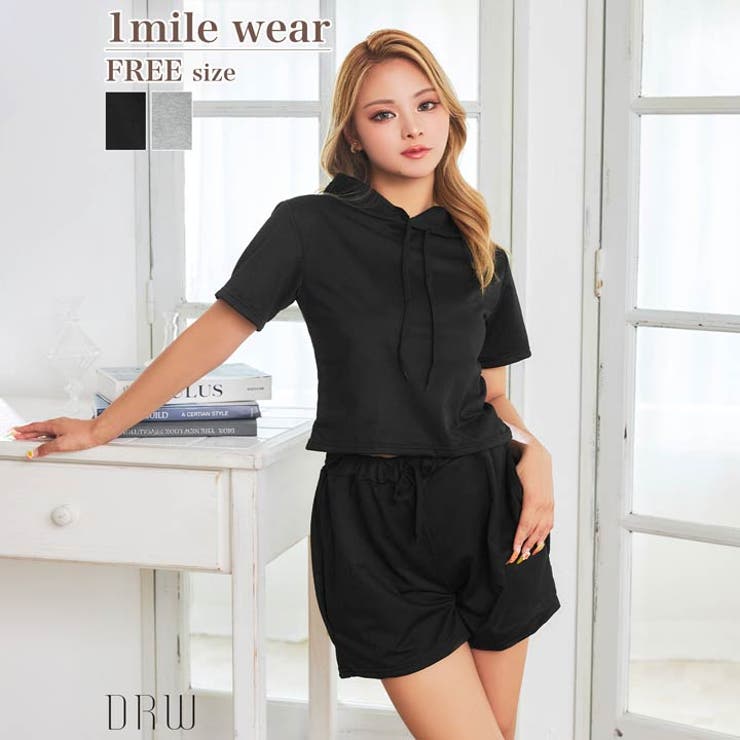 フード付き半袖スウェット&ハーフパンツルームウェア | Dazzy | 詳細画像1 