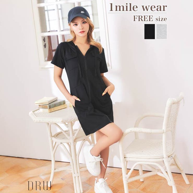 フード付きフルジップスウェットワンピースルームウェア | Dazzy | 詳細画像1 