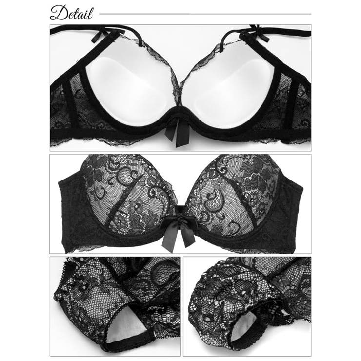   モノトーンレーシィリボン脇高ブラジャー&バック透けフルバック&Tバックショー… | Dazzy | 詳細画像10 