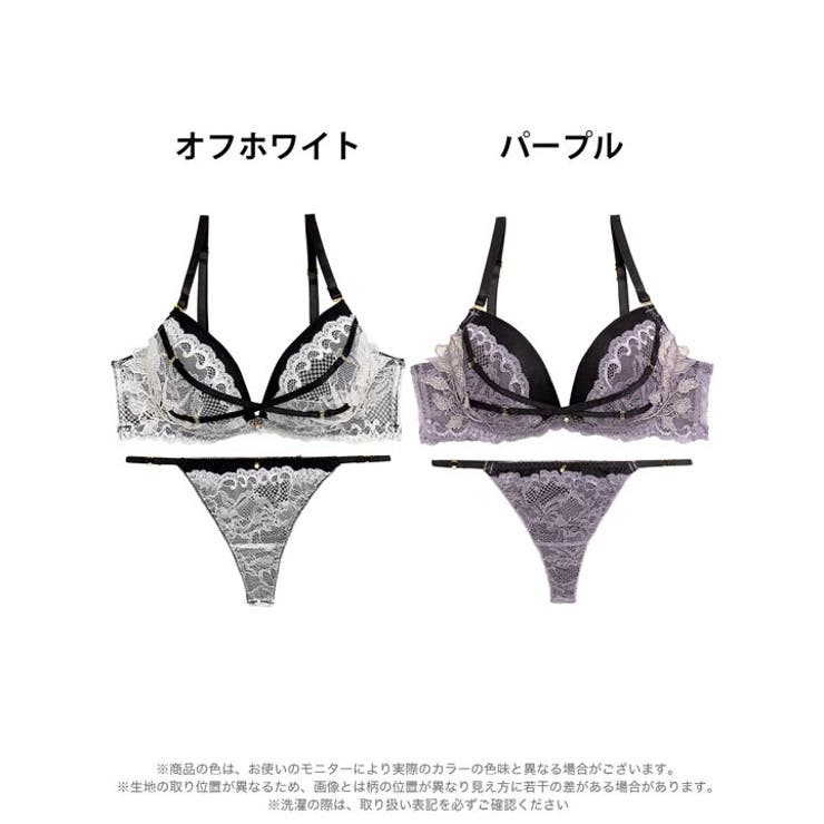 アンジュクロスエンブロイダリーブラジャー&バック透けTバックショーツ