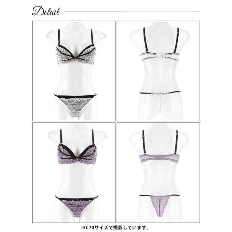 アンジュクロスエンブロイダリーブラジャー&バック透けTバックショーツ