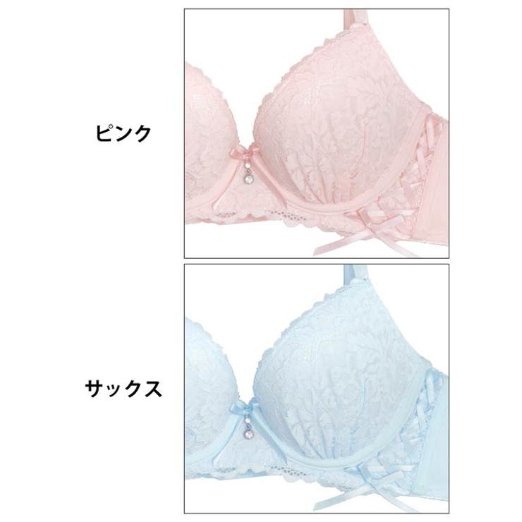 [ノンワイヤー] スウィートレースアップリボン脇高ブラジャー&フルバックショーツ | Dazzy | 詳細画像11 