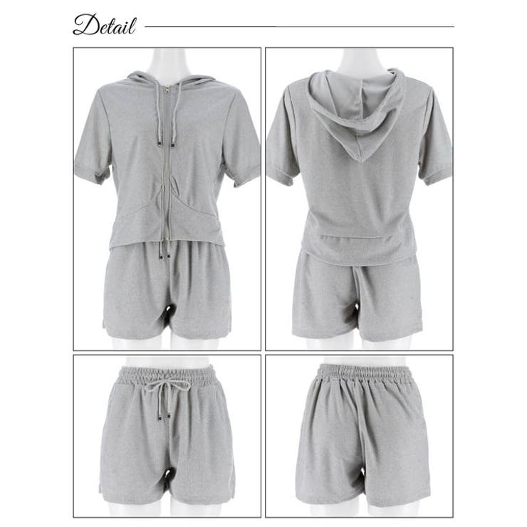 クロップド丈半袖ジップパーカー&ショートパンツ | Dazzy | 詳細画像7 