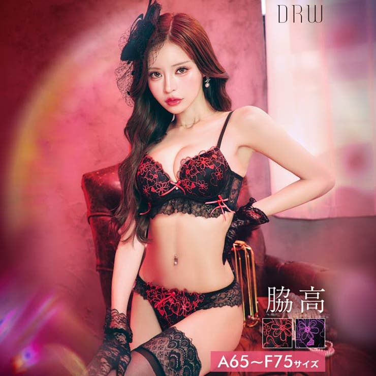 ダブルリボンメロウハートブラジャー&バック透けフルバックショーツ | Dazzy | 詳細画像1 