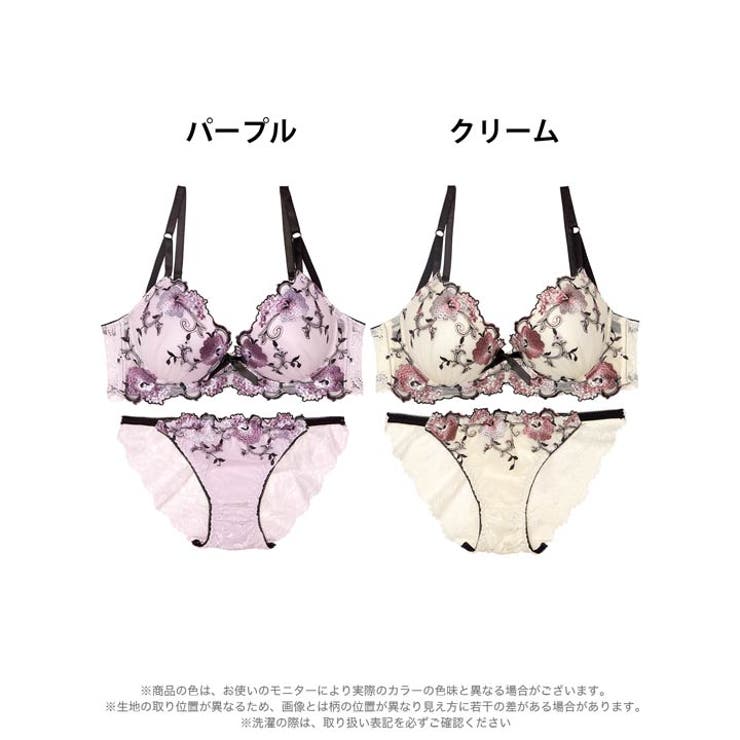 フローラルミューズ脇高ブラジャー&バック透けフルバックショーツ  | Dazzy | 詳細画像8 