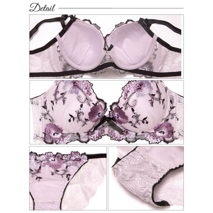 [EFサイズ] フローラルミューズ脇高ブラジャー&バック透けフルバックショーツ … | Dazzy | 詳細画像10 