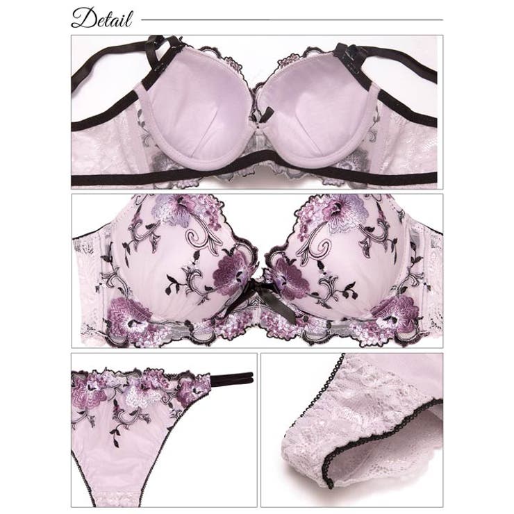 [EFサイズ] フローラルミューズ脇高ブラジャー&バック透けTバックショーツ [… | Dazzy | 詳細画像10 