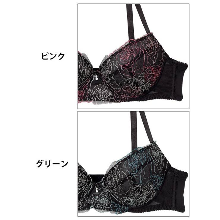 ミッドナイトチュールローズブラジャー&フルバックショーツ | Dazzy | 詳細画像11 