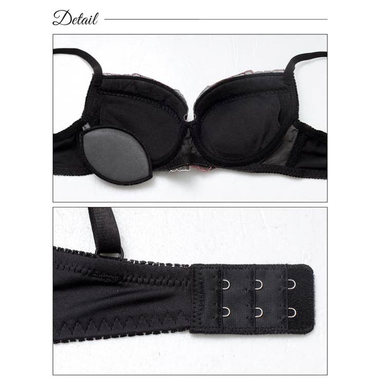 ミッドナイトチュールローズブラジャー&フルバックショーツ | Dazzy | 詳細画像9 