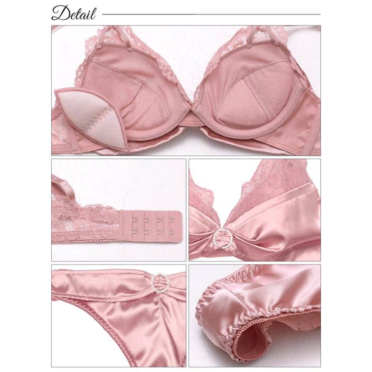 リボンリングビジューレースブラジャー&バック透けTバックショーツ | Dazzy | 詳細画像10 