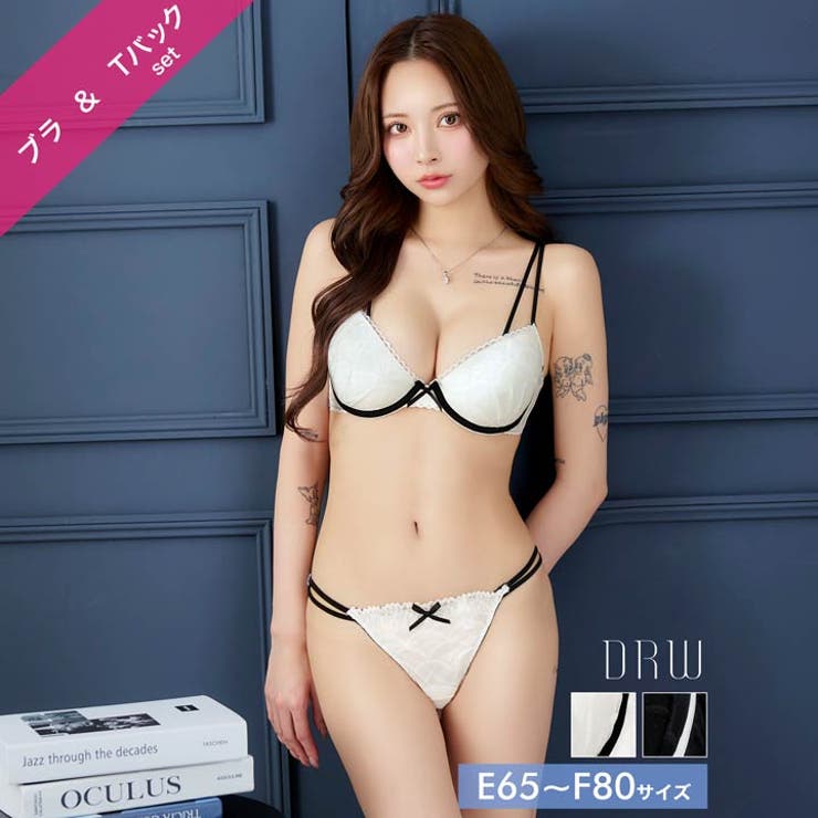 [EFサイズ] バイカラーシアースカラップブラジャー&バック透けTバックショーツ | Dazzy | 詳細画像1 