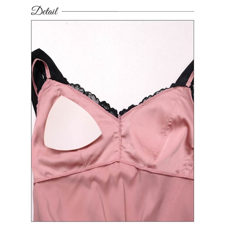 サテンレースショルダーリボンワンピースルームウェア | Dazzy | 詳細画像11 