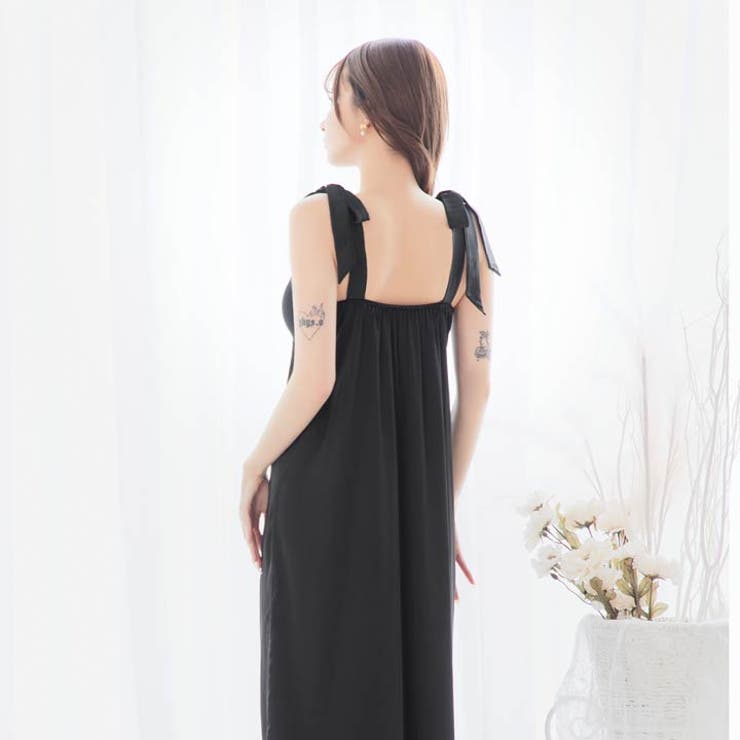 サテンレースショルダーリボンワンピースルームウェア | Dazzy | 詳細画像7 