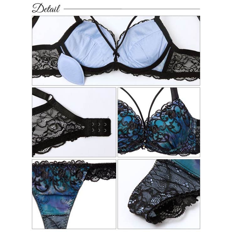 ルミナスアイビーコード脇高ブラジャー&バック透けTバックショーツ | Dazzy | 詳細画像10 