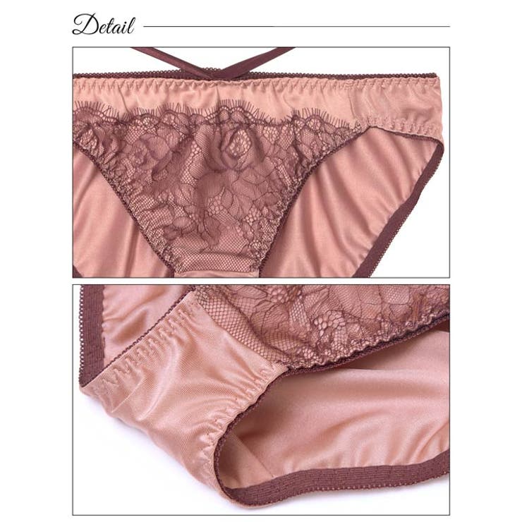 [EFサイズ] クラシックレーシーサテンブラジャー&フルバックショーツ | Dazzy | 詳細画像9 