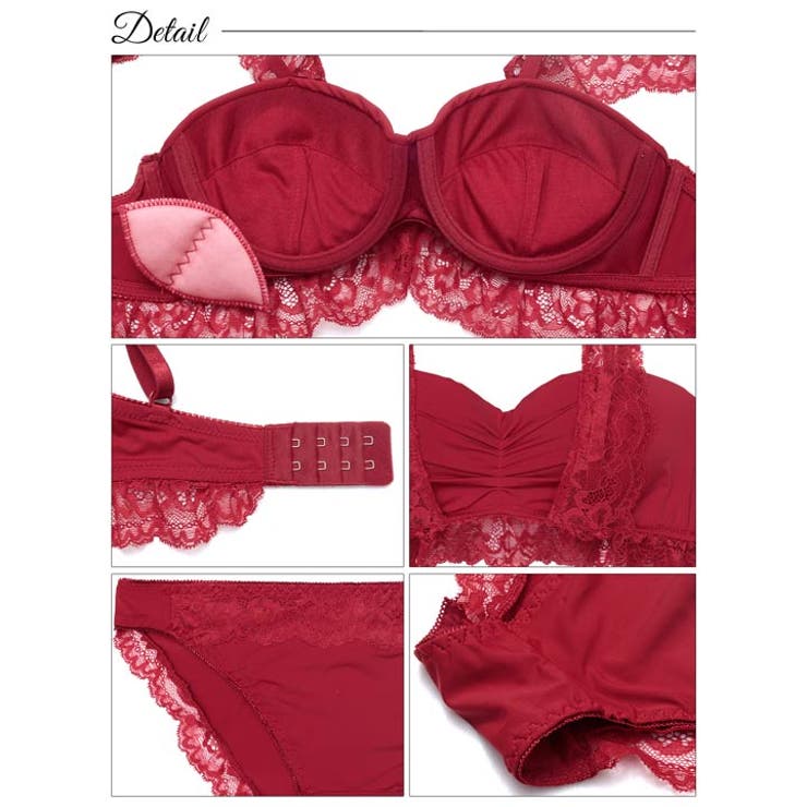 フリルレーシィギャザーブラジャー&フルバックショーツ | Dazzy | 詳細画像10 