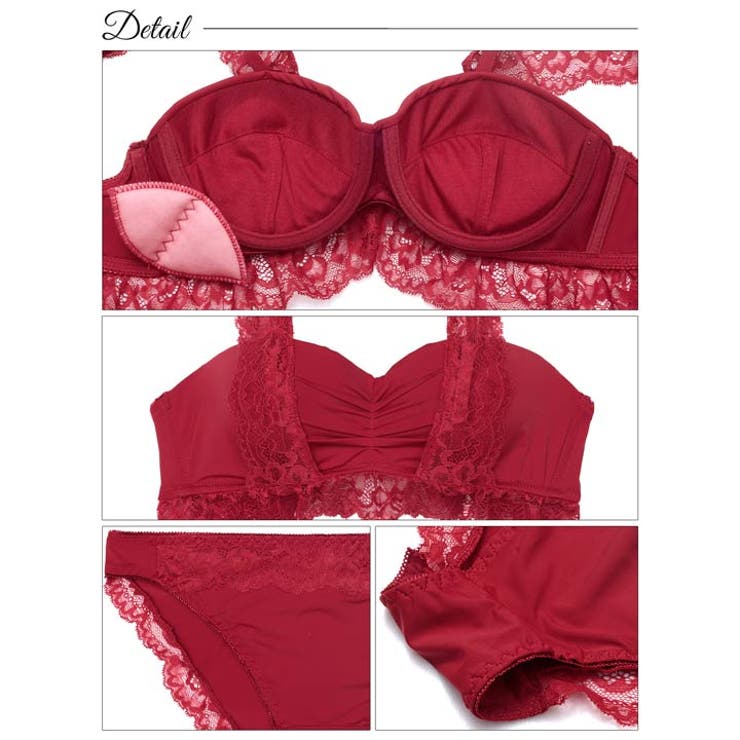 [EFサイズ] フリルレーシィギャザーブラジャー&フルバックショーツ | Dazzy | 詳細画像10 