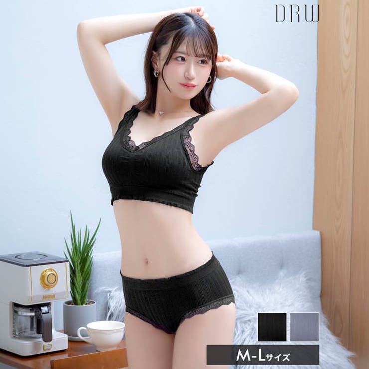 [ノンワイヤー] ハーフトップレースブラジャー&フルバックショーツ | Dazzy | 詳細画像1 