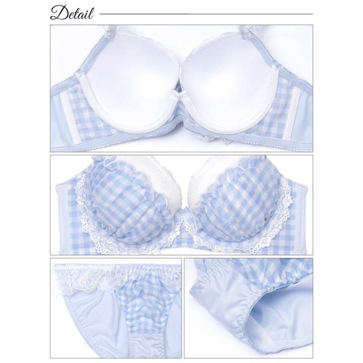 [EFサイズ] ファンシーギンガムシアーフリル脇高ブラジャー&フルバックショーツ… | Dazzy | 詳細画像11 