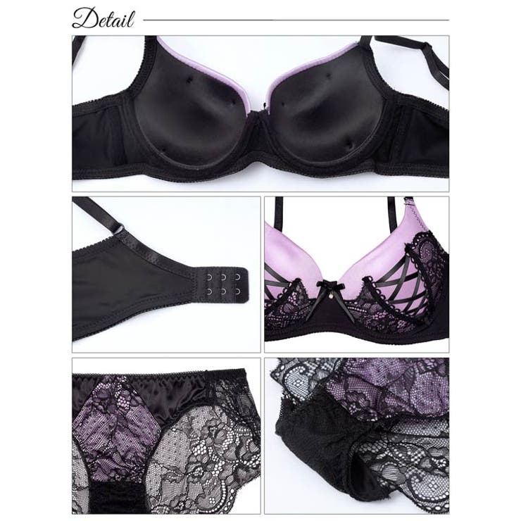 アリュールレースアップ脇高ブラジャー&バック透けフルバックショーツ | Dazzy | 詳細画像10 