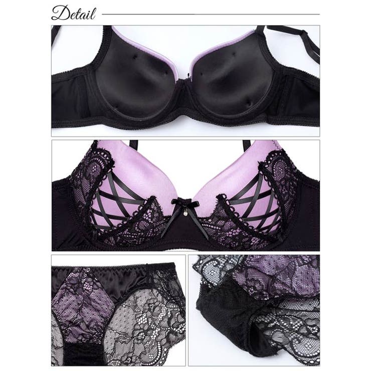 [EFサイズ] アリュールレースアップ脇高ブラジャー&バック透けフルバックショー… | Dazzy | 詳細画像10 