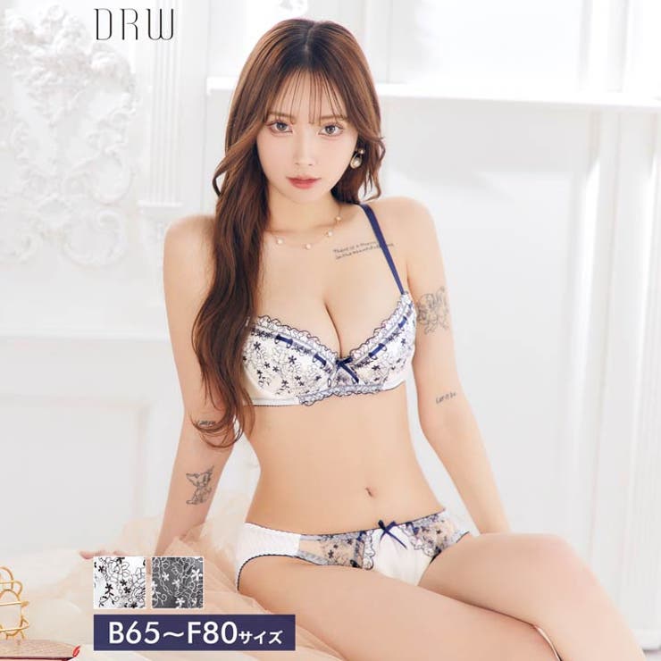 ガーリーリボンブルームブラジャー&フルバックショーツ | Dazzy | 詳細画像1 