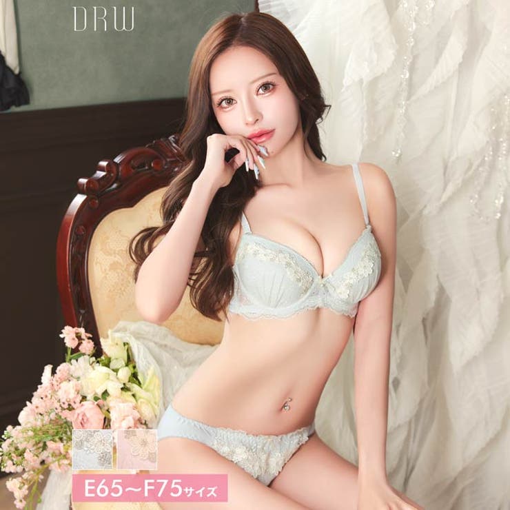 [EFサイズ] フルーロンプリティーレースブラジャー&フルバックショーツ | Dazzy | 詳細画像1 