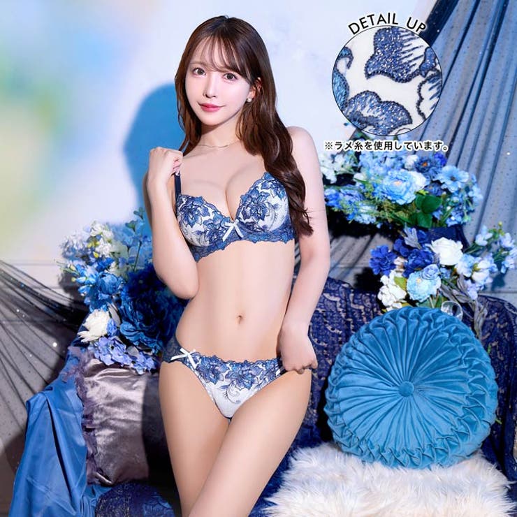 ロイヤルラメフラワー脇高ブラジャー&バック透けフルバックショーツ [三上悠亜着用… | Dazzy | 詳細画像3 