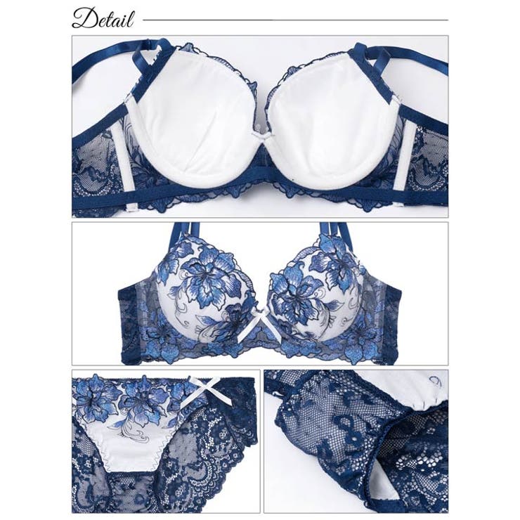 [EFサイズ] ロイヤルラメフラワー脇高ブラジャー&バック透けフルバックショーツ… | Dazzy | 詳細画像10 