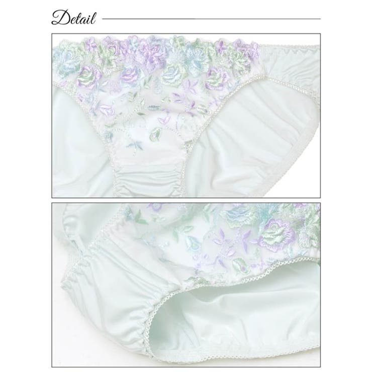 カラフルフラワーエンブロイダリー脇高ブラジャー&フルバックショーツ | Dazzy | 詳細画像10 