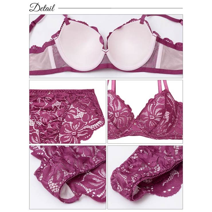 [3点セット] [GHサイズ] グロリアスレーシーブルーム脇高ブラジャー&バック… | Dazzy | 詳細画像10 