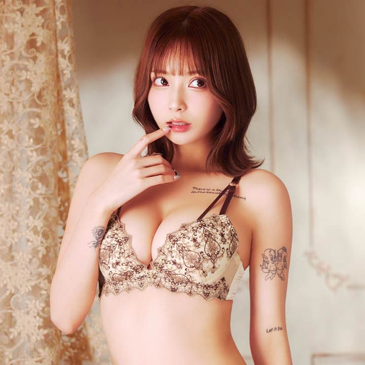 [EFサイズ] ダマスクディープストリングブラジャー&フルバックショーツ | Dazzy | 詳細画像4 