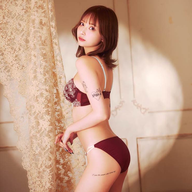 [EFサイズ] ダマスクディープストリングブラジャー&フルバックショーツ | Dazzy | 詳細画像7 