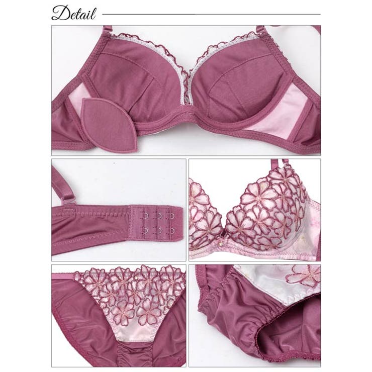 グラデーションモーヴフラワーブラジャー&フルバックショーツ | Dazzy | 詳細画像10 