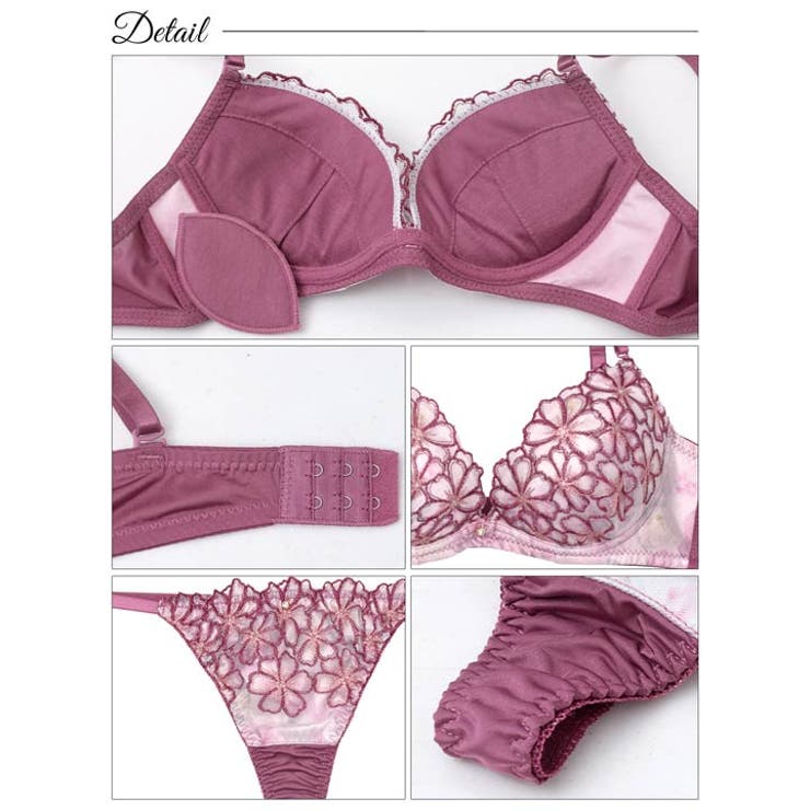 グラデーションモーヴフラワーブラジャー&Tバックショーツ | Dazzy | 詳細画像10 