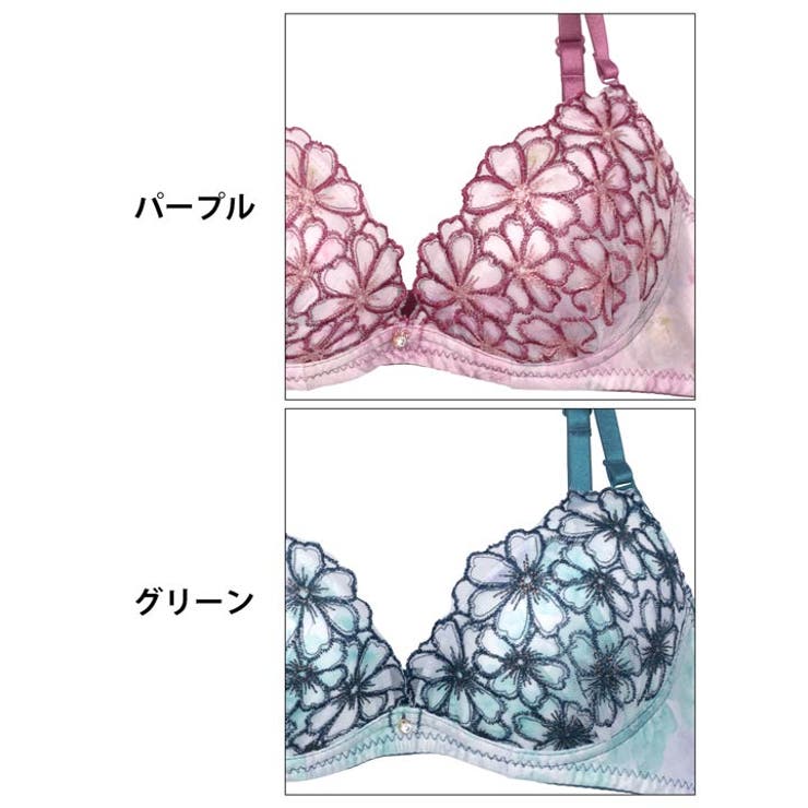 [EFサイズ] グラデーションモーヴフラワーブラジャー&フルバックショーツ | Dazzy | 詳細画像11 