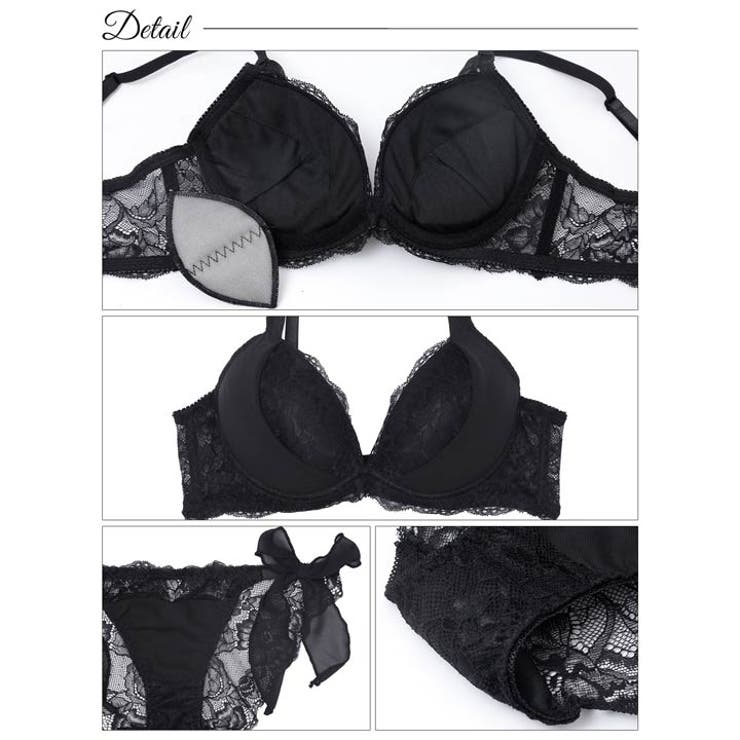 [EFサイズ] モノトーンプティチュール脇高ブラジャー&サイド紐バック透けフルバ… | Dazzy | 詳細画像10 