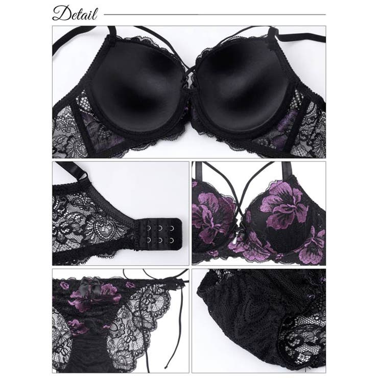 [EFサイズ] マジェスティックフルール脇高ブラジャー&バック透けサイド紐フルバ… | Dazzy | 詳細画像10 