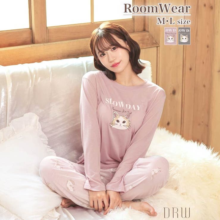 チャーミングキャットトップス&ロングパンツルームウェア | Dazzy | 詳細画像1