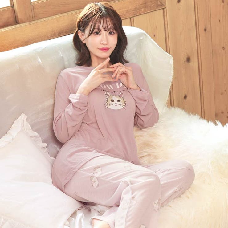 チャーミングキャットトップス&ロングパンツルームウェア | Dazzy | 詳細画像2