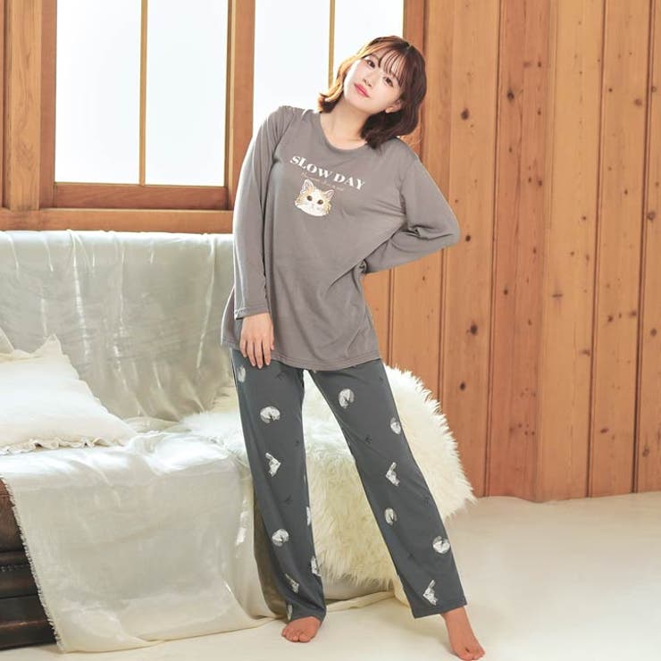 チャーミングキャットトップス&ロングパンツルームウェア | Dazzy | 詳細画像3