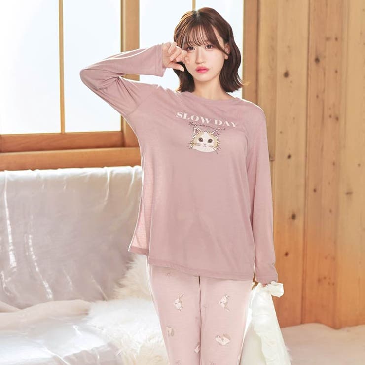 チャーミングキャットトップス&ロングパンツルームウェア | Dazzy | 詳細画像4