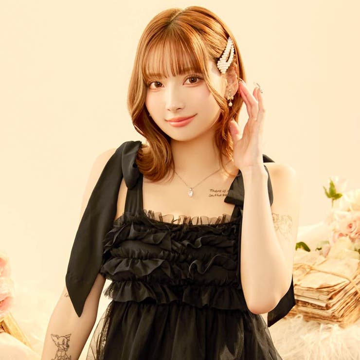 [ナイトブラ機能付きワンピース] フリルチュールリボンナイトブラワンピースルーム… | Dazzy | 詳細画像5 