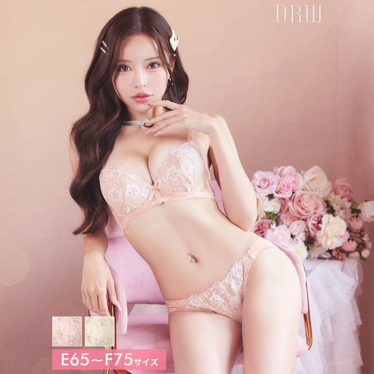 [EFサイズ] パステルメルティブロッサムブブラジャー&フルバックショーツ | Dazzy | 詳細画像1 