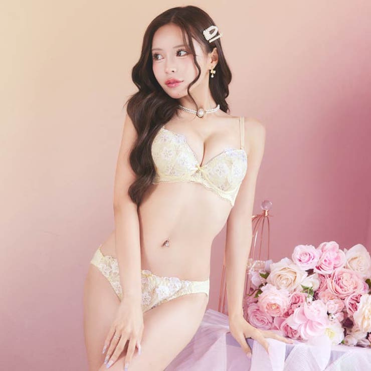 [EFサイズ] パステルメルティブロッサムブブラジャー&フルバックショーツ | Dazzy | 詳細画像7 