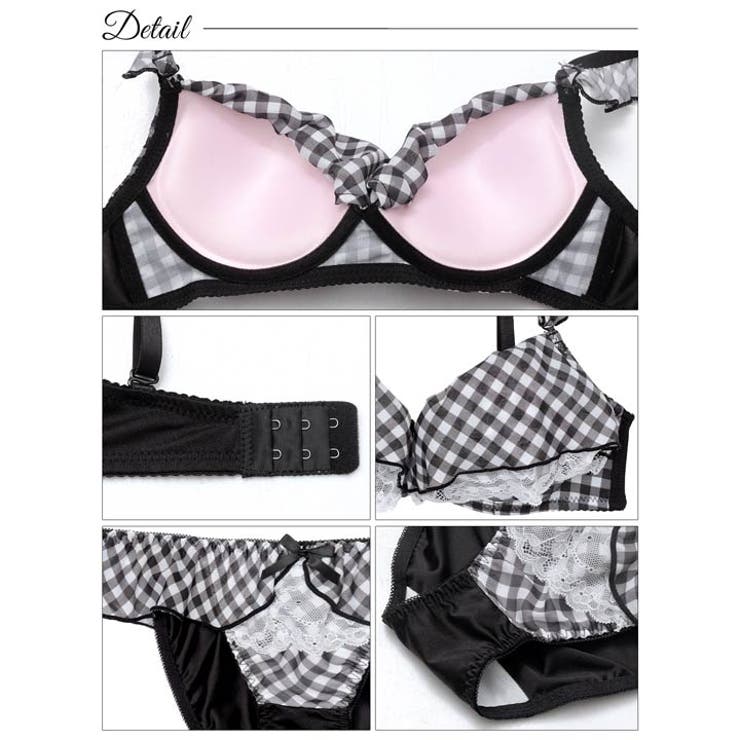 [ノンワイヤー] メルティギンガムフリルブラジャー&フルバックショーツ | Dazzy | 詳細画像10 