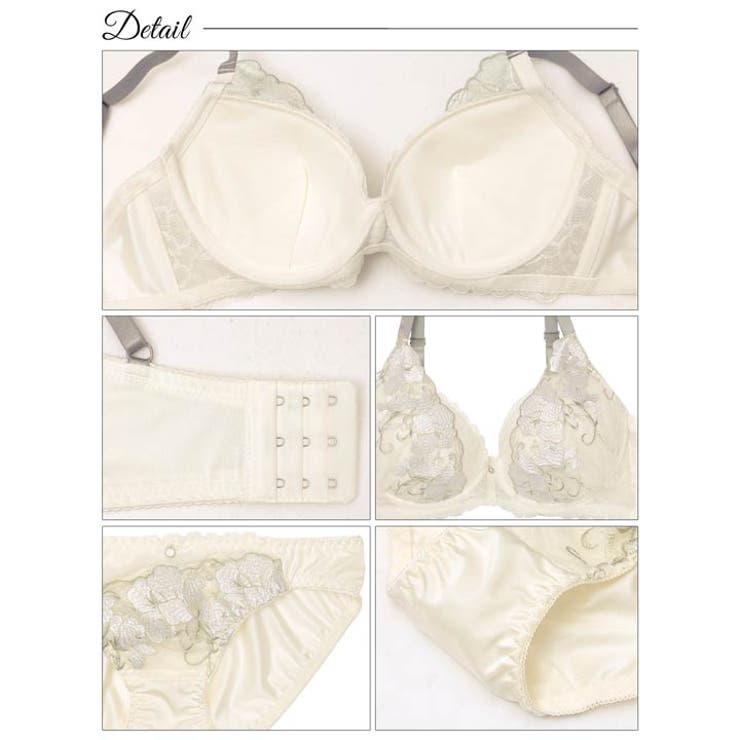 [EFサイズ] パステルレースブロッサム脇高ブラジャー&フルバックショーツ | Dazzy | 詳細画像10 