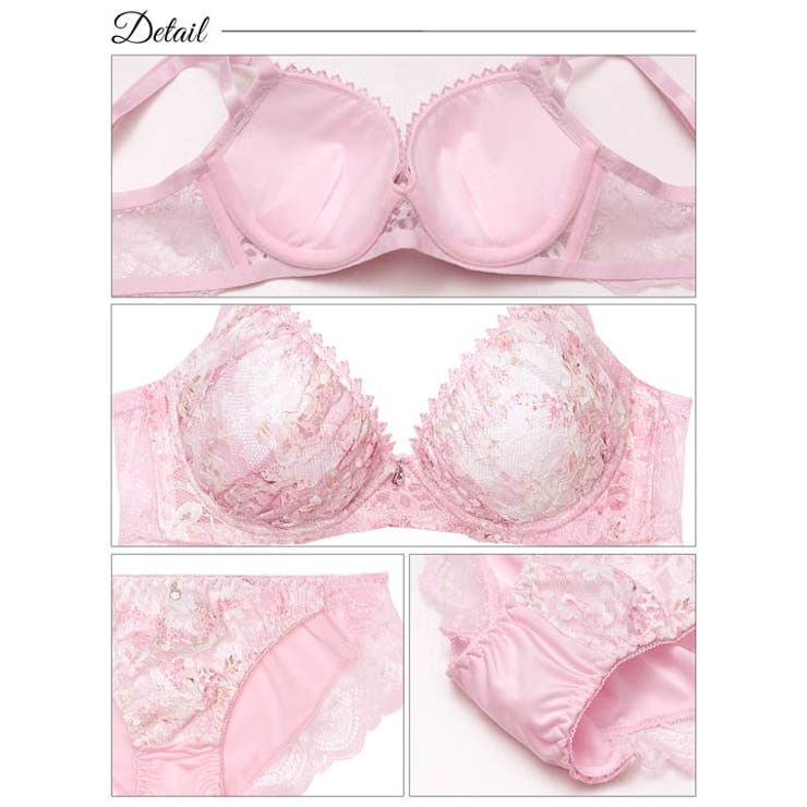 [EFサイズ] ミスティ水彩レーシィ脇高ブラジャー&フルバックショーツ | Dazzy | 詳細画像10 