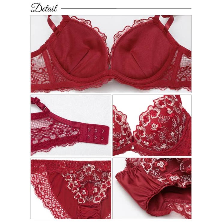 ルミナスリッチフラワー脇高ブラジャー&フルバックショーツ | Dazzy | 詳細画像10 